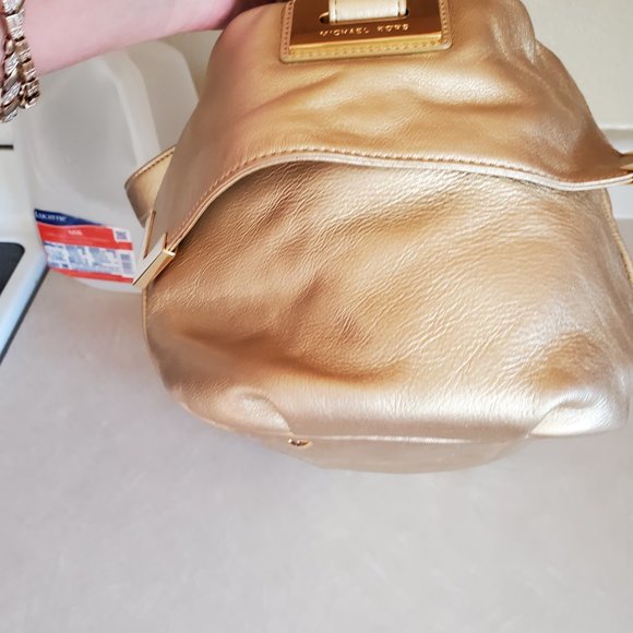Rare Michael Kors Gold Leather Shoulder Bag Purse - Picture 6 of 13